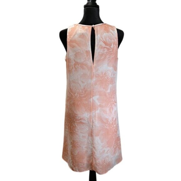 Calvin Klein Sleeveless A-Line Dress Floral Print Size 4 Peach & White - Picture 3 of 5